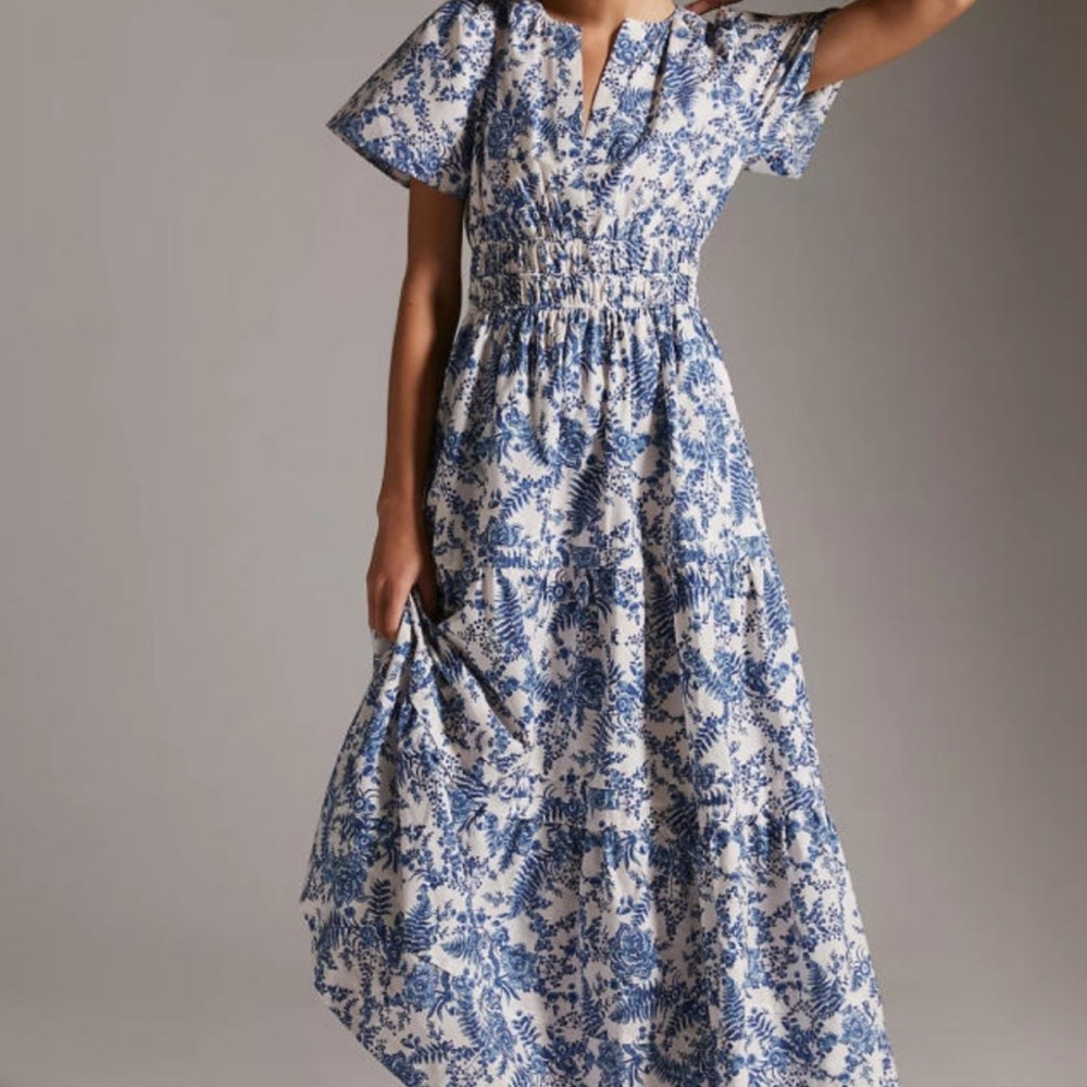 Maeve Somerset Blue and White Dress floral
